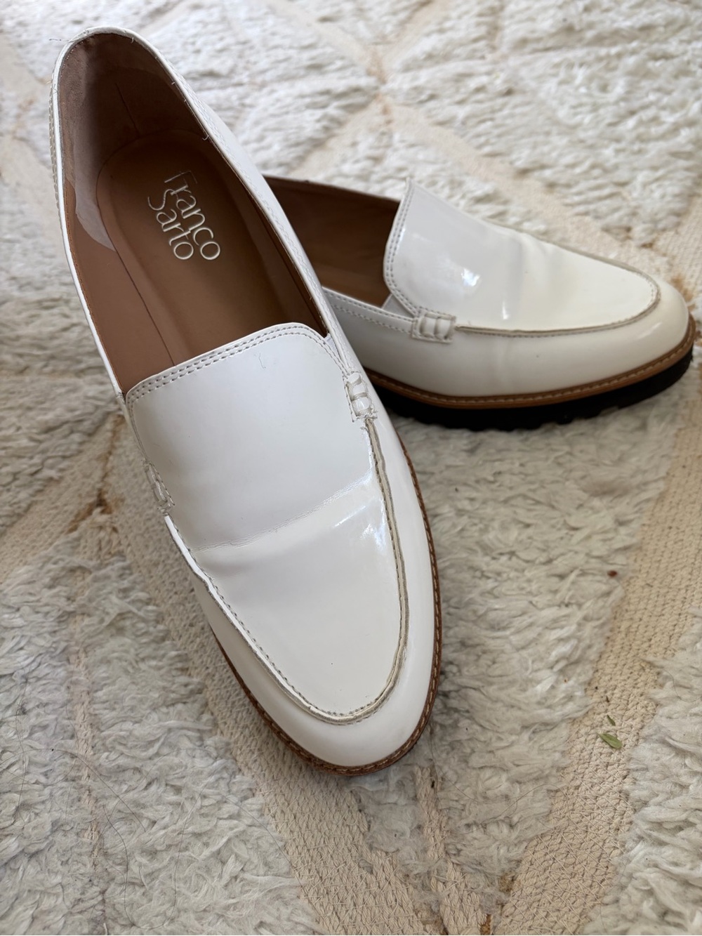 Franco Sarto White Patent Slip-On Loafers